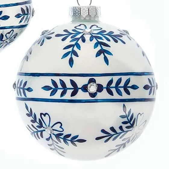 100mm Blue & White Glass Ornaments