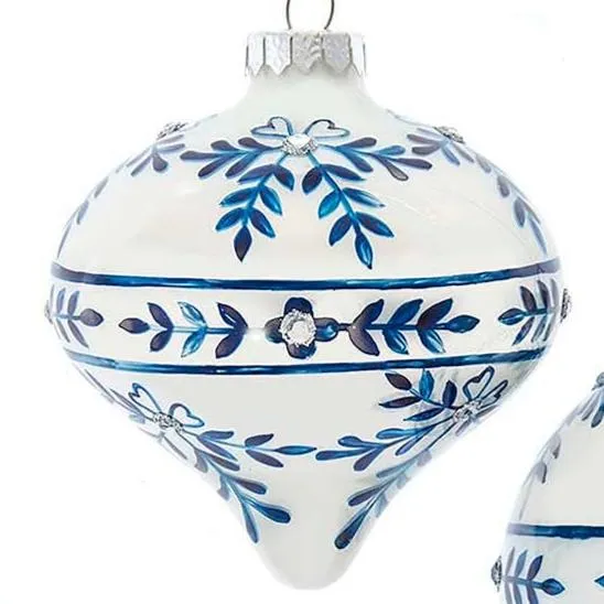 100mm Blue & White Glass Ornaments