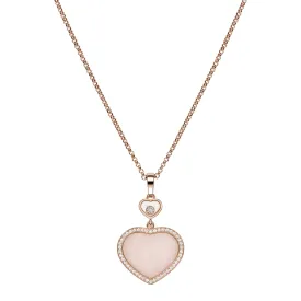 18ct Rose Gold Happy Hearts Pink Opal & Diamond Surround Pendant