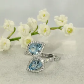 18ct White Gold Aquamarine & Diamond Dress Ring