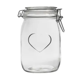 1L Glass Storage Jar with Embossed Heart Detail - By Nicola Spring