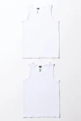 2 Pack Sleeveless Vests White