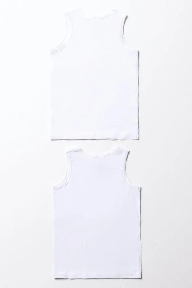 2 Pack Sleeveless Vests White