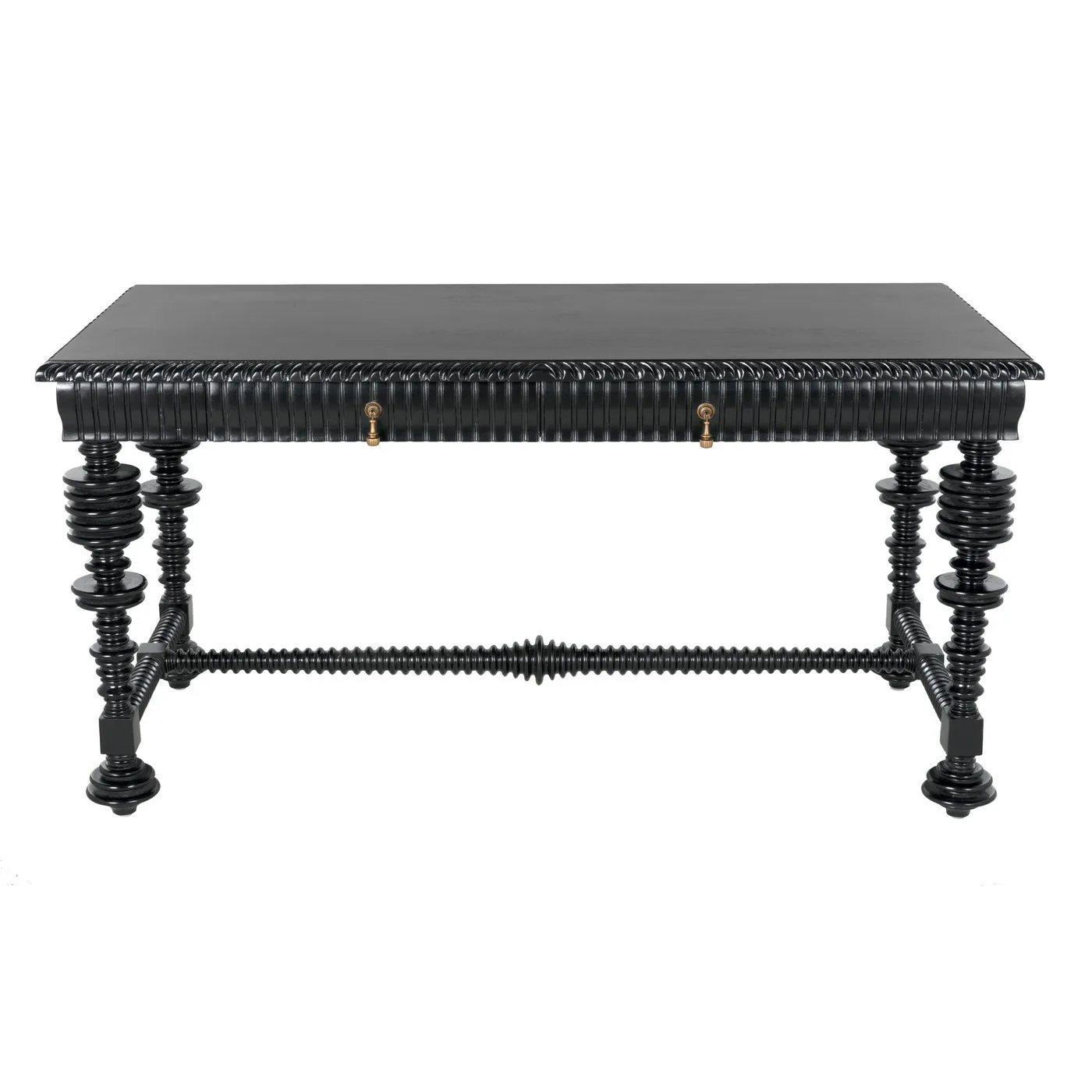 60" PORTUGUESE  DESK , HAND RUBBED BLACK