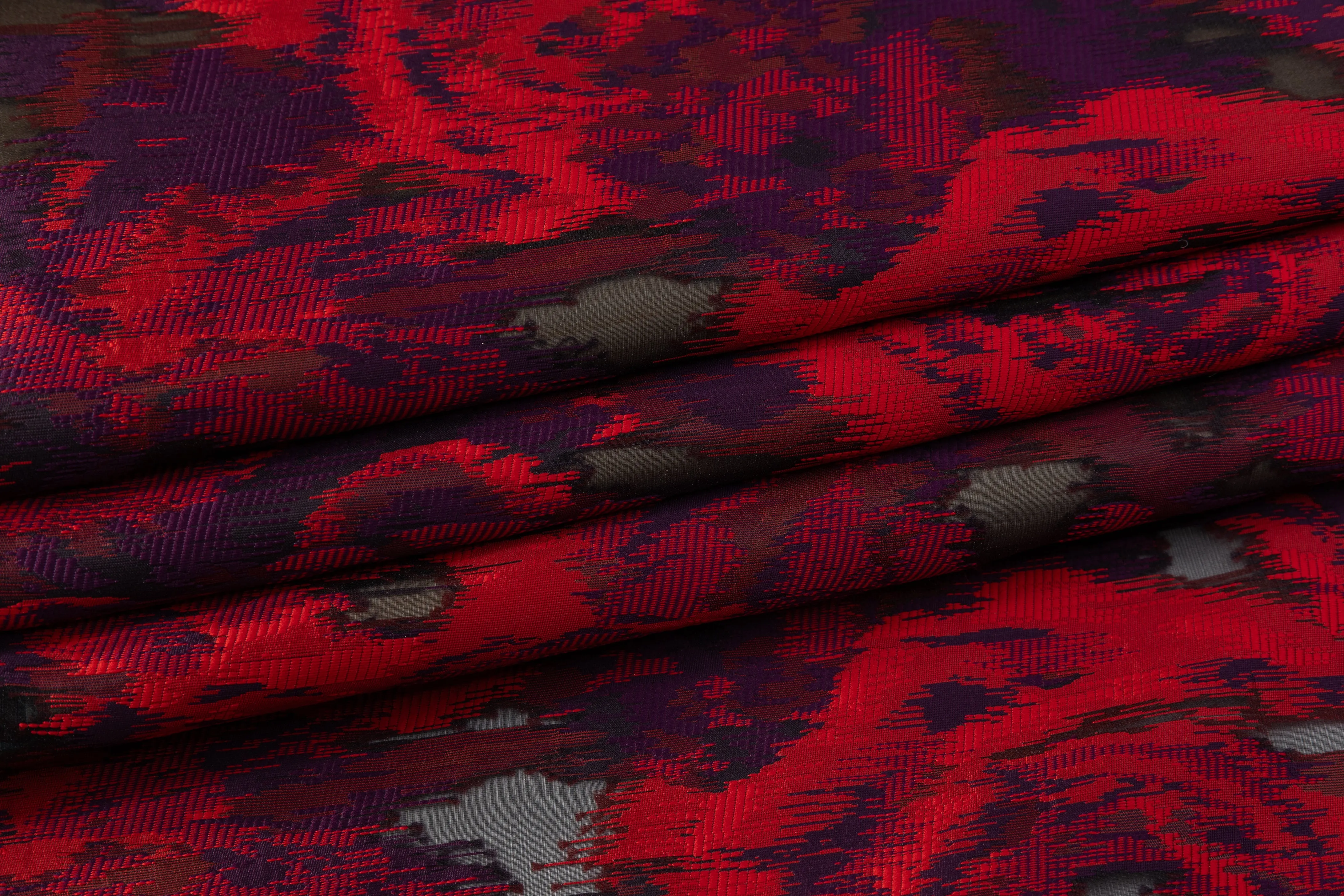 Abstract Polyester Fil Coupé - Red / Purple