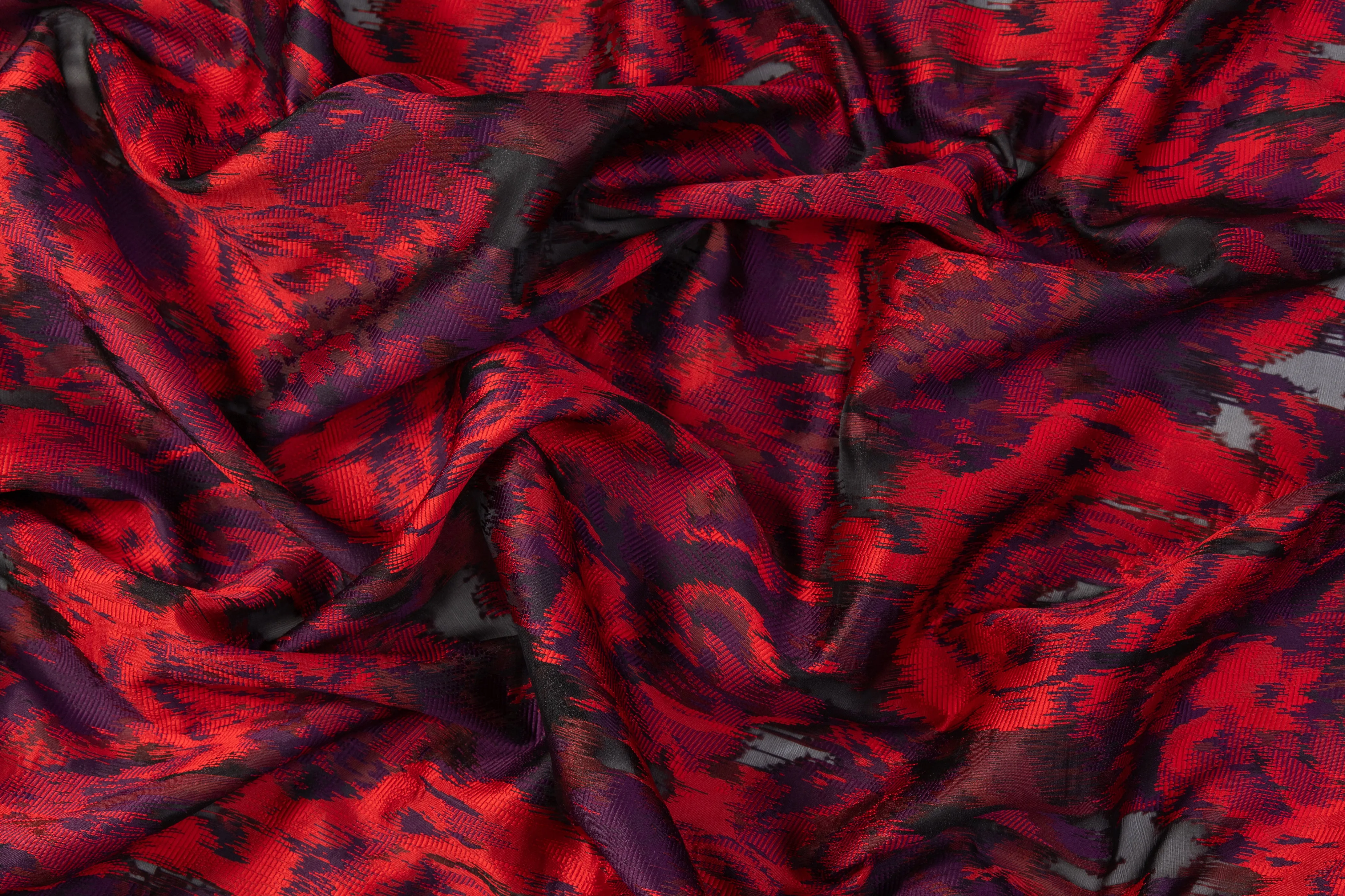 Abstract Polyester Fil Coupé - Red / Purple