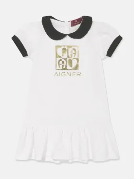 Aigner Baby Girls Logo Print Dress in White