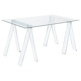 Amaturo 59-inch Glass Top Acrylic Writing Desk Clear