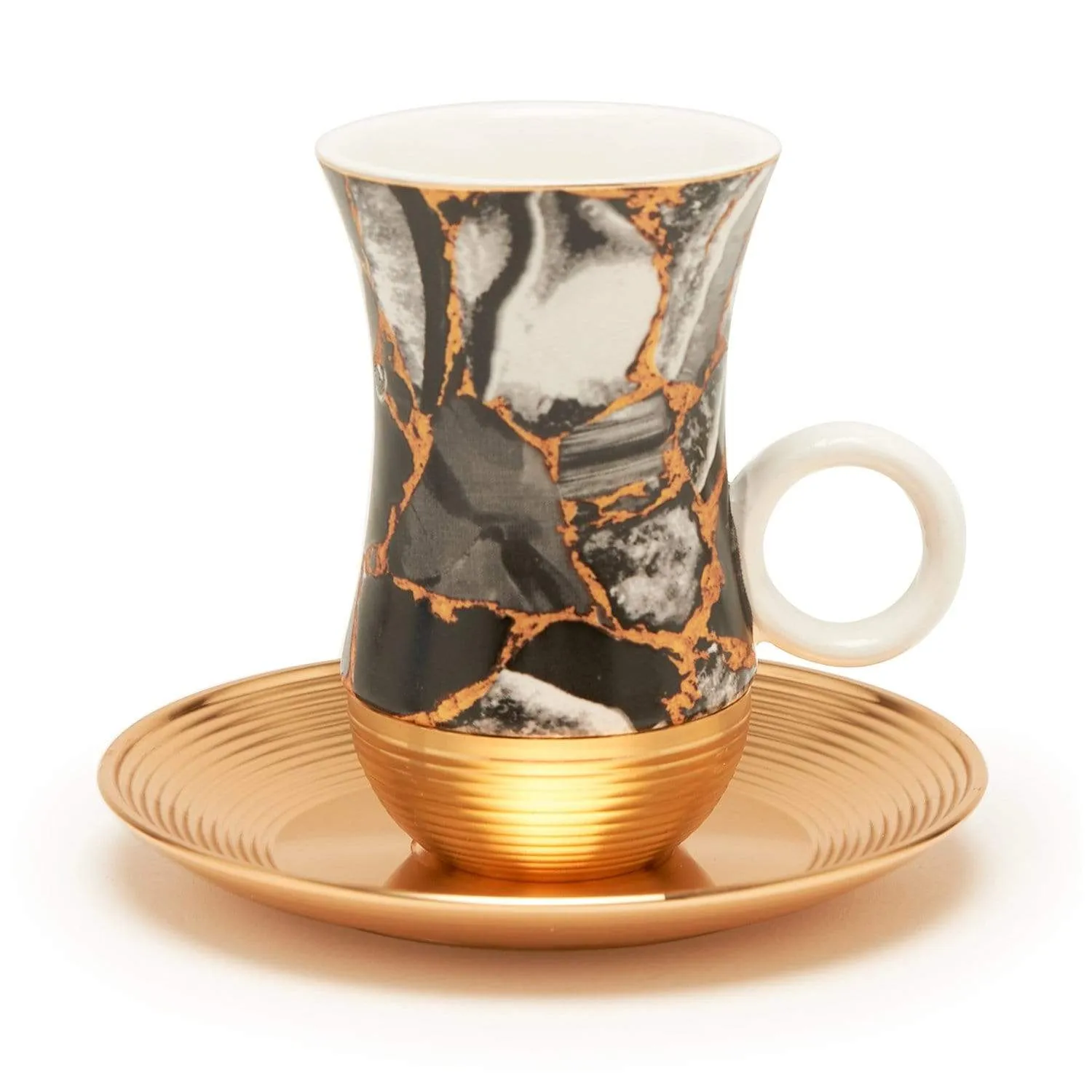 AMBER MARLENE GOLD 12PC SET ISTIKAN CUP/SAUCER - AM3373-120-S12-MAR