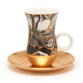 AMBER MARLENE GOLD 12PC SET ISTIKAN CUP/SAUCER - AM3373-120-S12-MAR