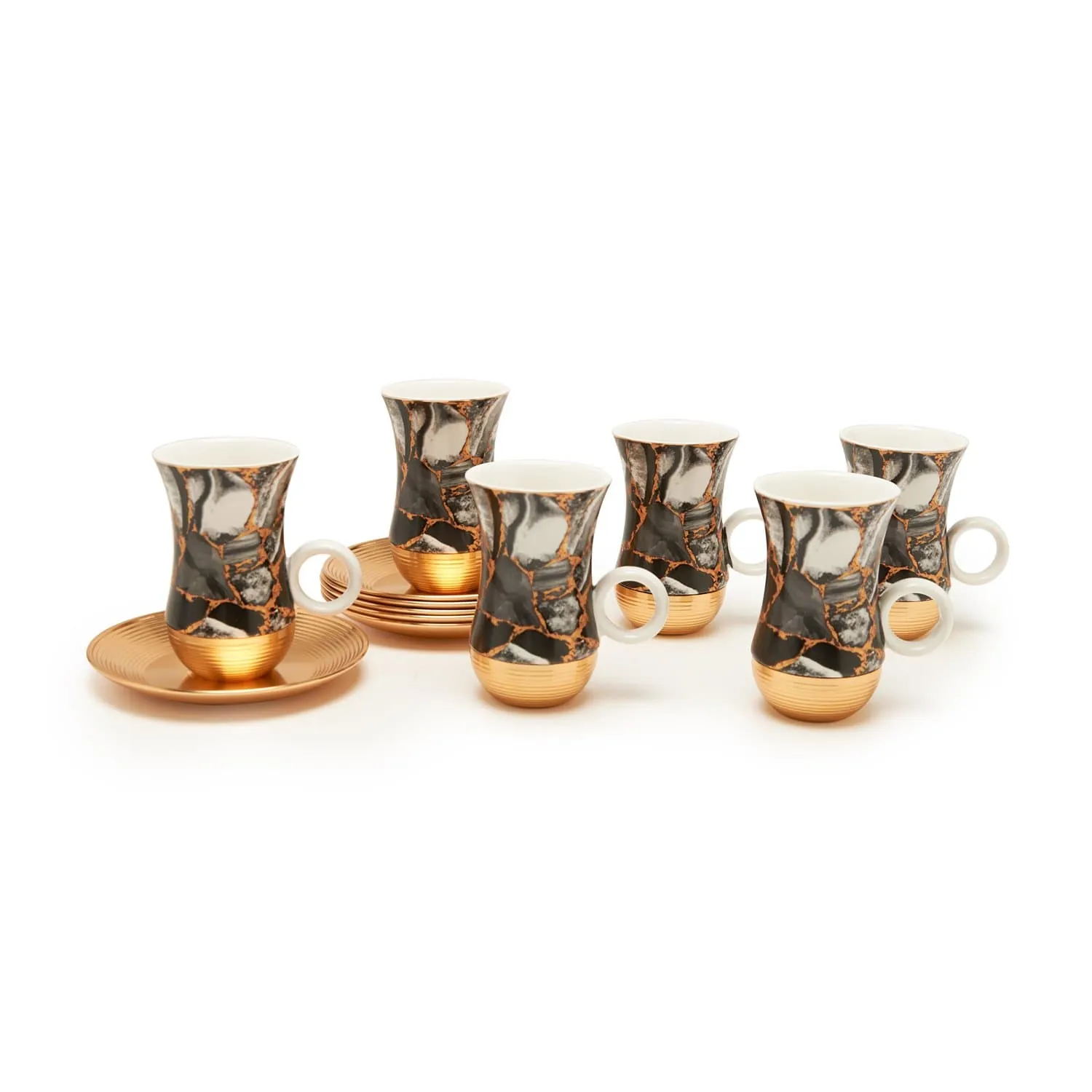 AMBER MARLENE GOLD 12PC SET ISTIKAN CUP/SAUCER - AM3373-120-S12-MAR