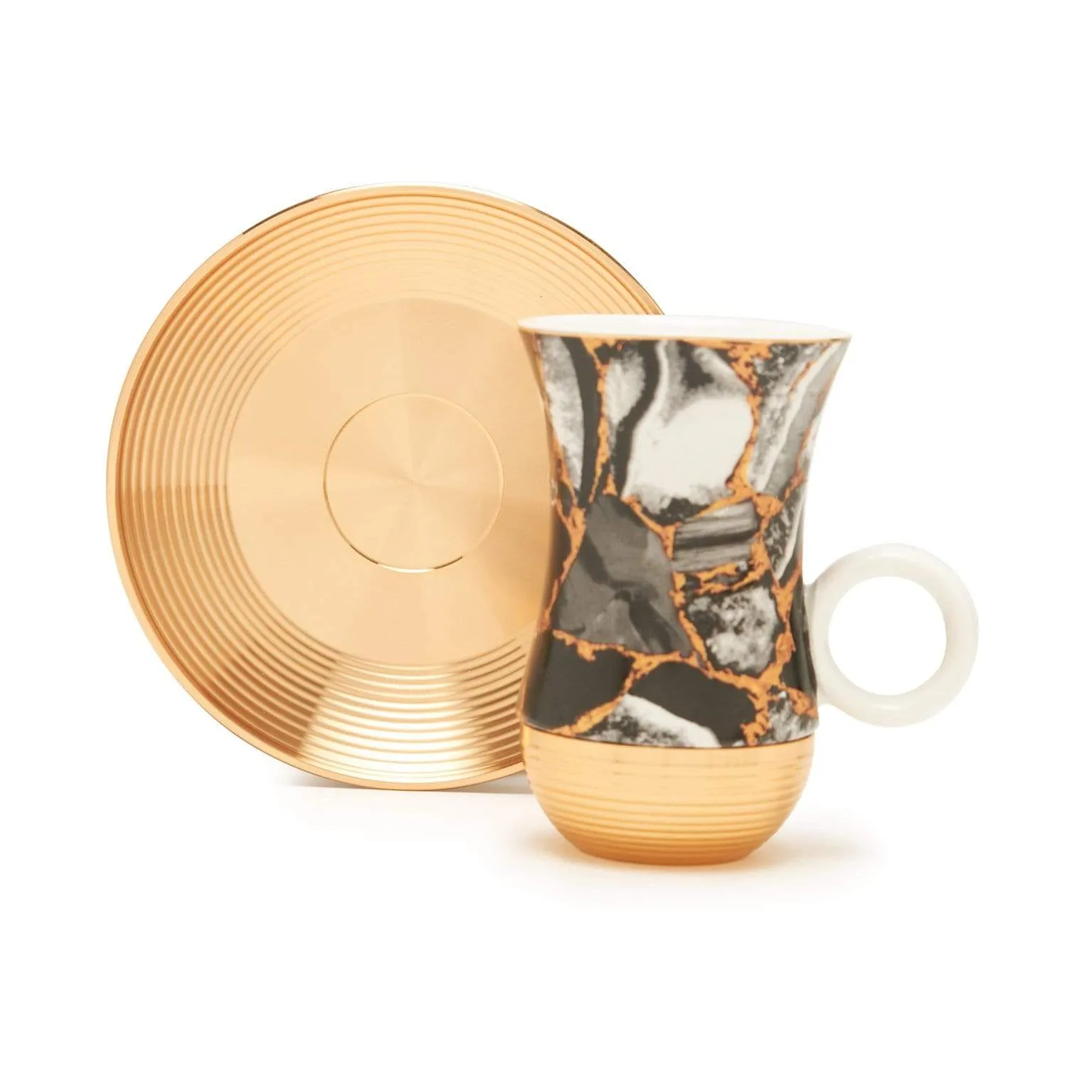 AMBER MARLENE GOLD 12PC SET ISTIKAN CUP/SAUCER - AM3373-120-S12-MAR