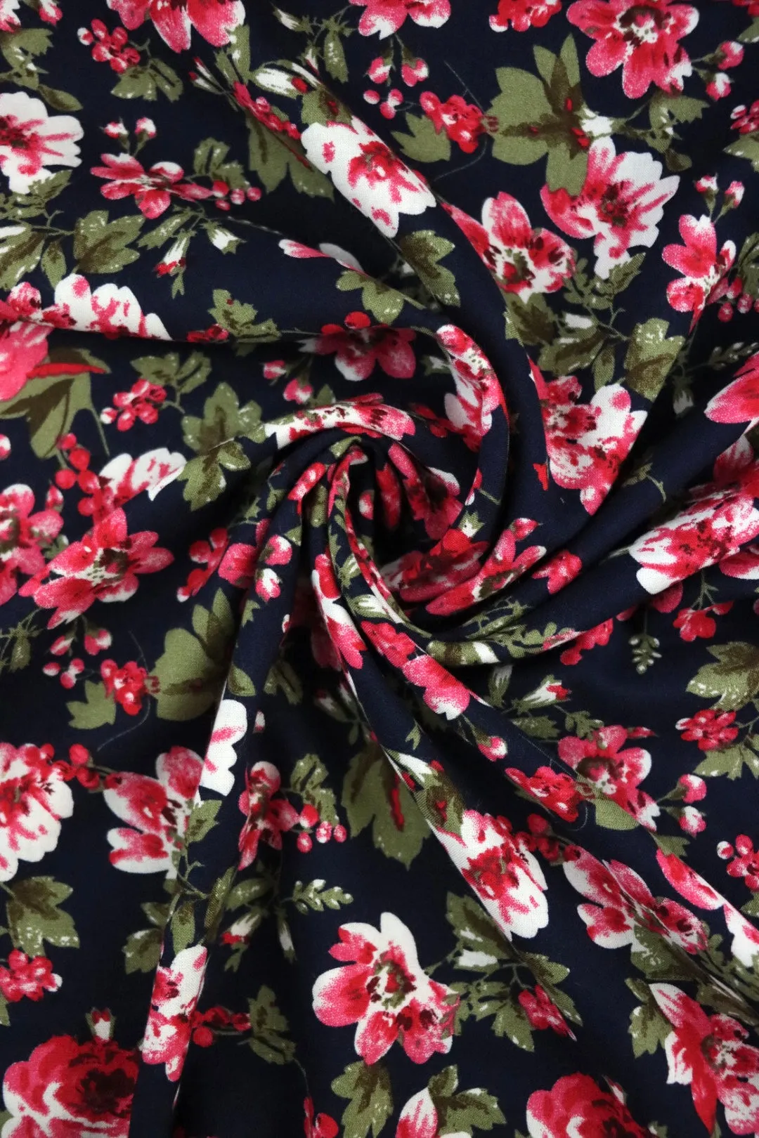 Amy Floral On Navy Rayon Challis