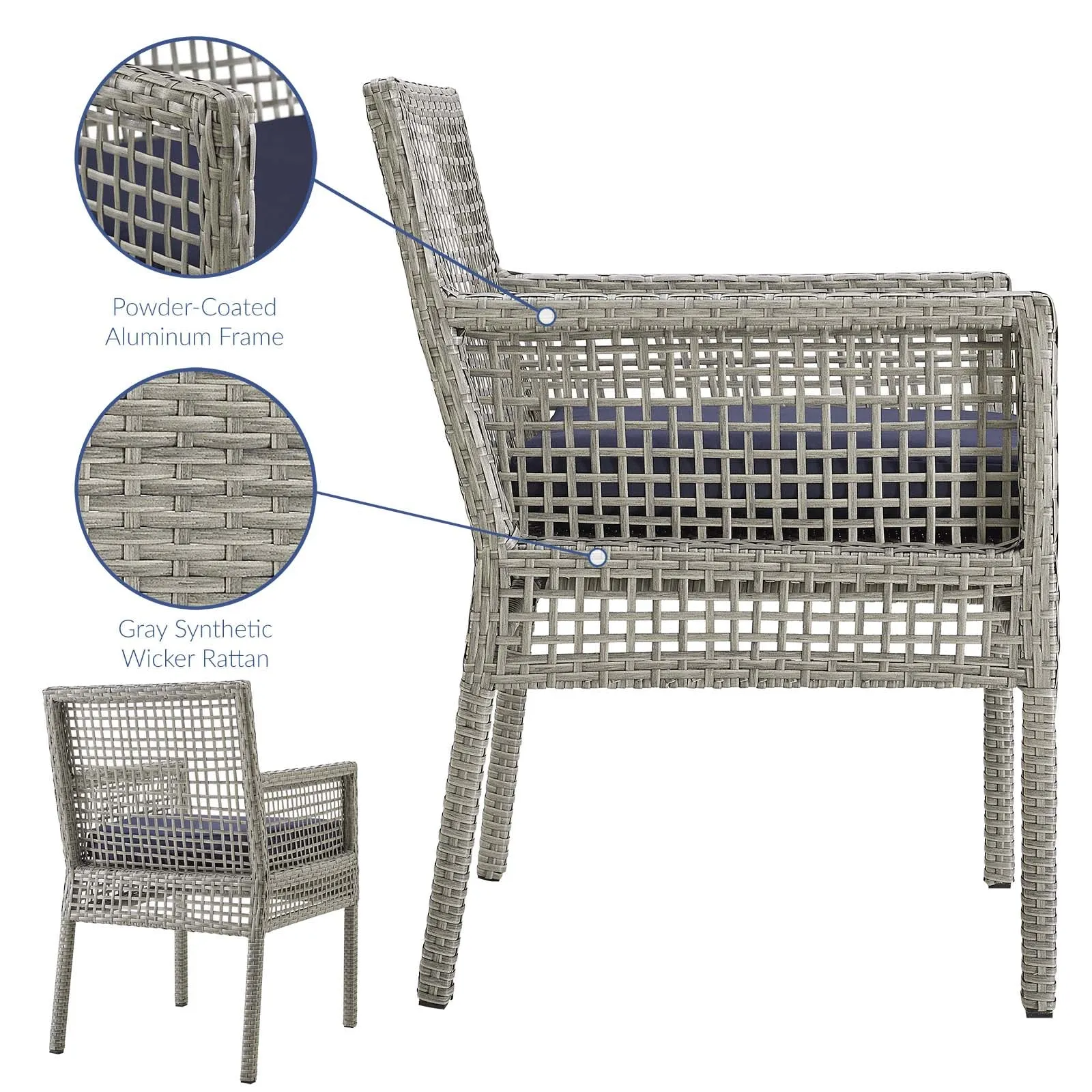 Aura Outdoor Patio Wicker Rattan Dining Armchair by Modway