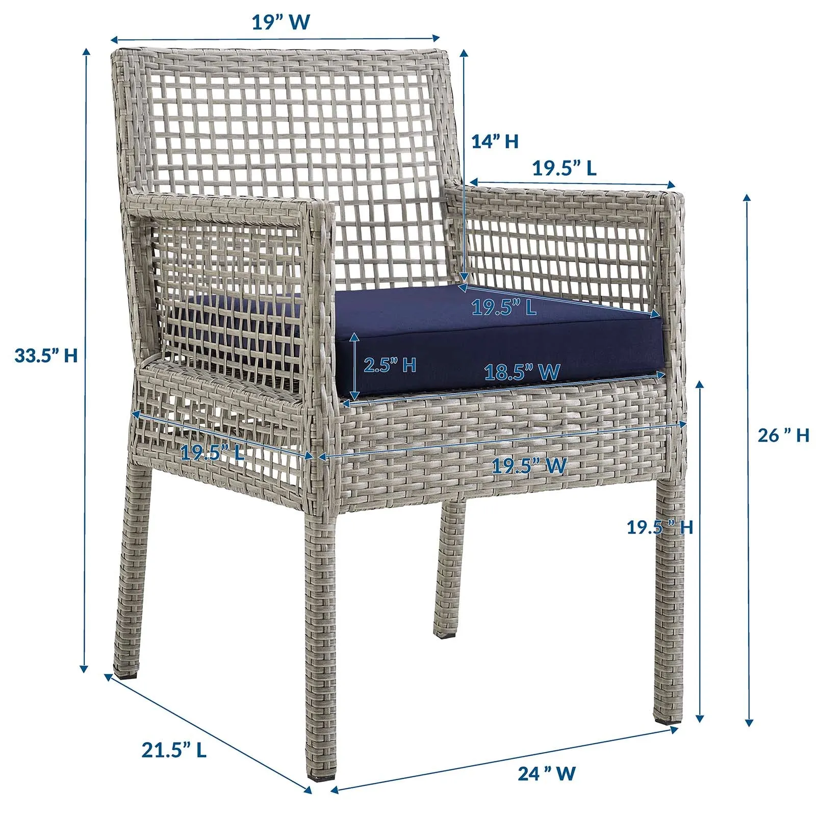 Aura Outdoor Patio Wicker Rattan Dining Armchair by Modway