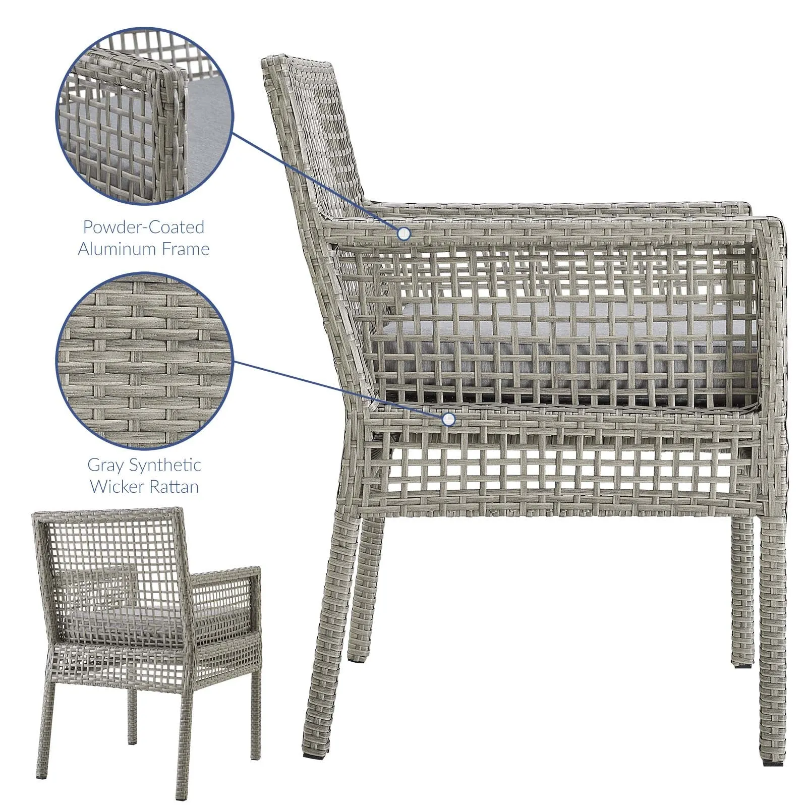 Aura Outdoor Patio Wicker Rattan Dining Armchair by Modway