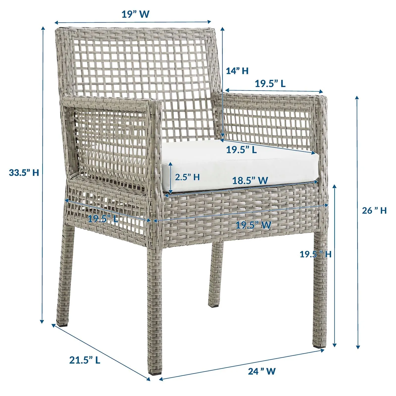 Aura Outdoor Patio Wicker Rattan Dining Armchair by Modway