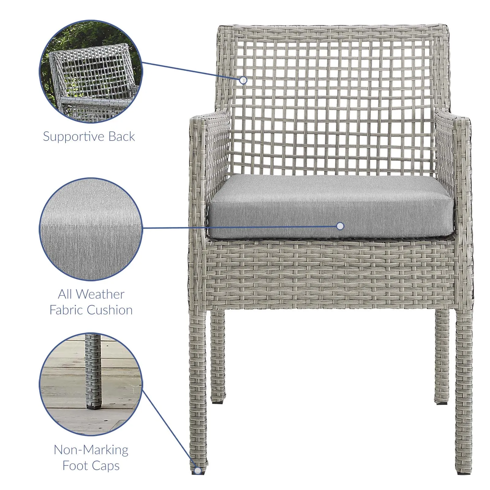 Aura Outdoor Patio Wicker Rattan Dining Armchair by Modway