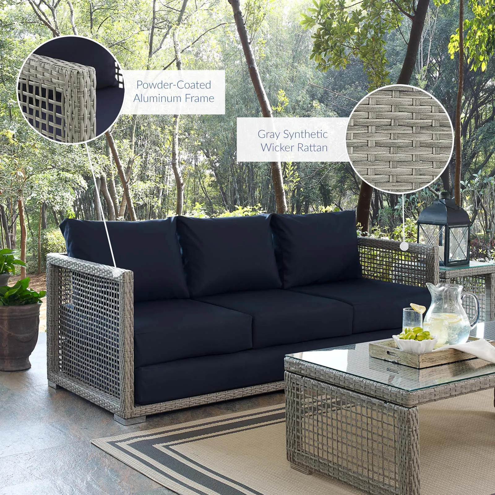 Aura Outdoor Patio Wicker Rattan Sofa by Modway