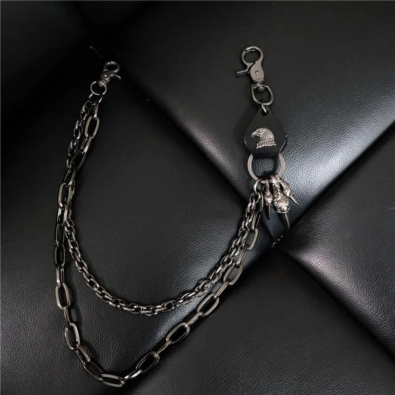 Badass Mens Eagle Double Key Long Biker Pants Chain Wallet Chain For Men