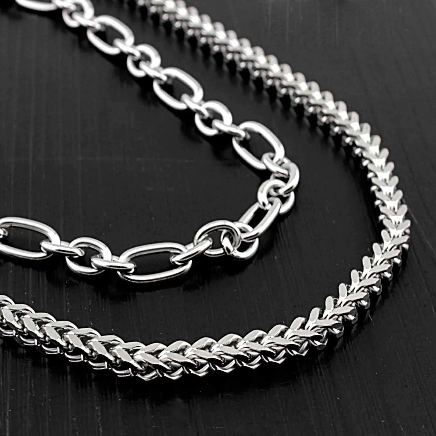 Badass Stainless Steel Mens Double Wallet Chain Long Silver Biker Wallet Chain For Men