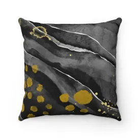 Black and gold Spun Polyester Square Pillow