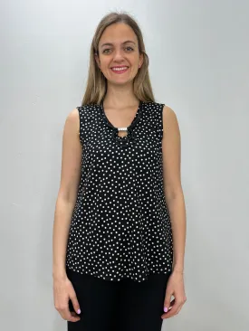 Black and Ivory Pattern Sleeveless Tank