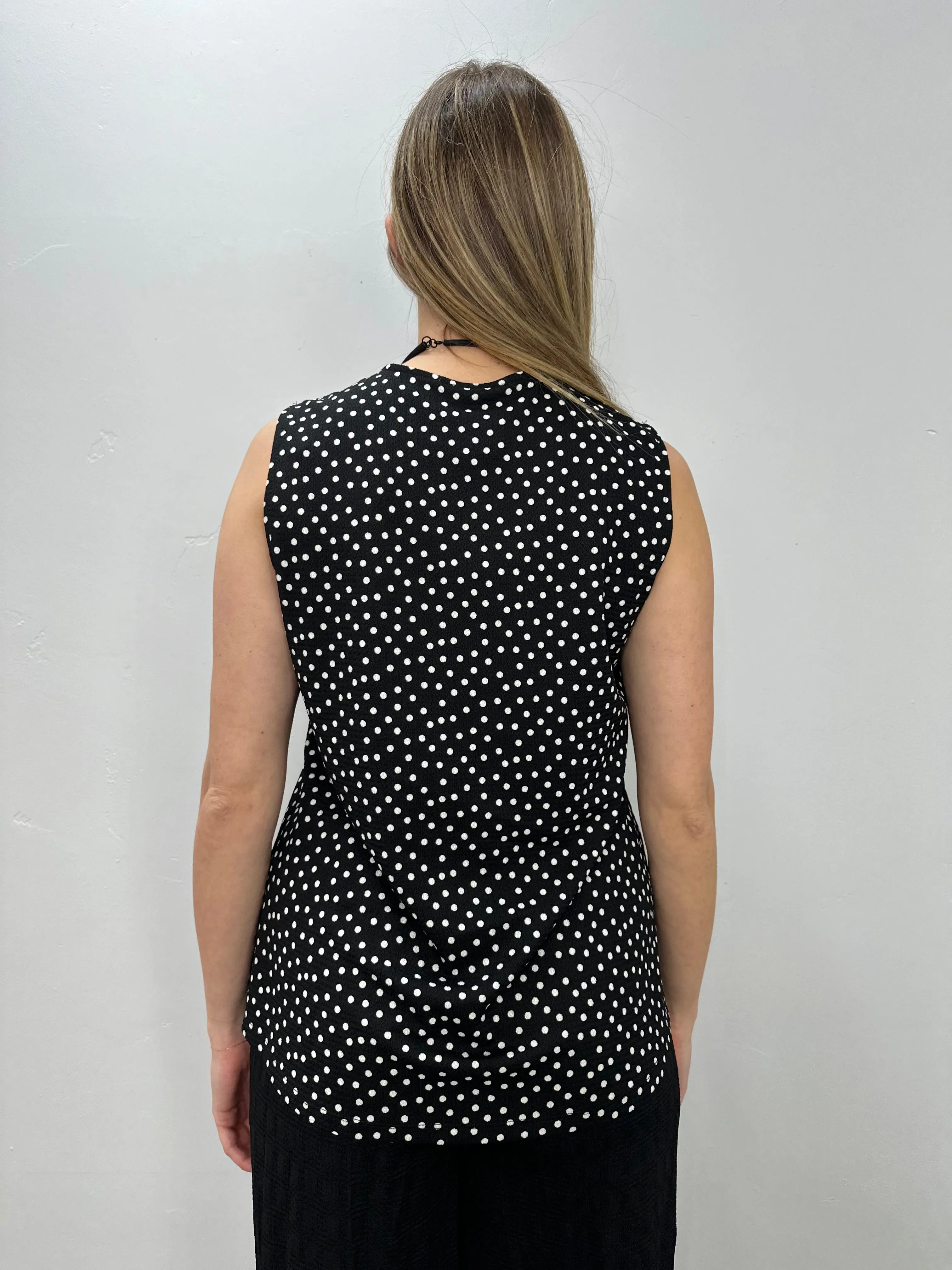 Black and Ivory Pattern Sleeveless Tank