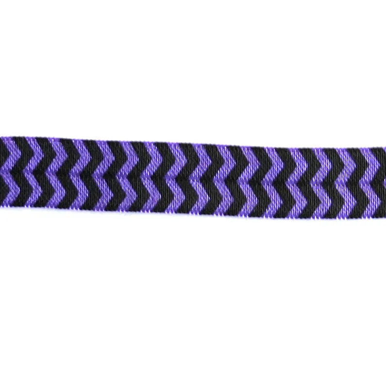 Black Chevron on Regal Purple Fold Over Elastic Trim