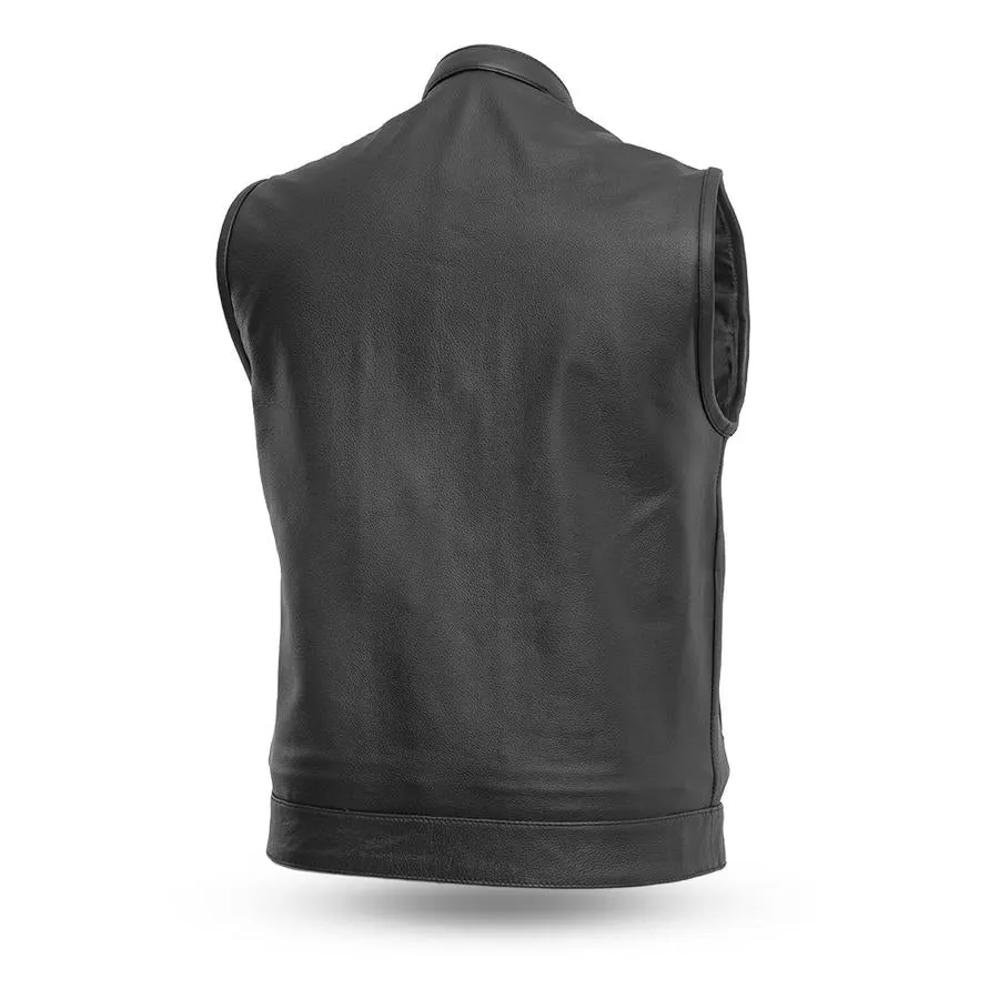 Black Leather "Blaster" Motorcycle Vest