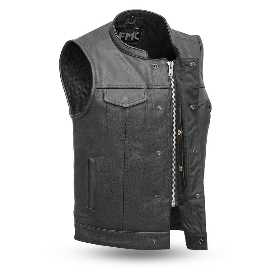 Black Leather "Blaster" Motorcycle Vest