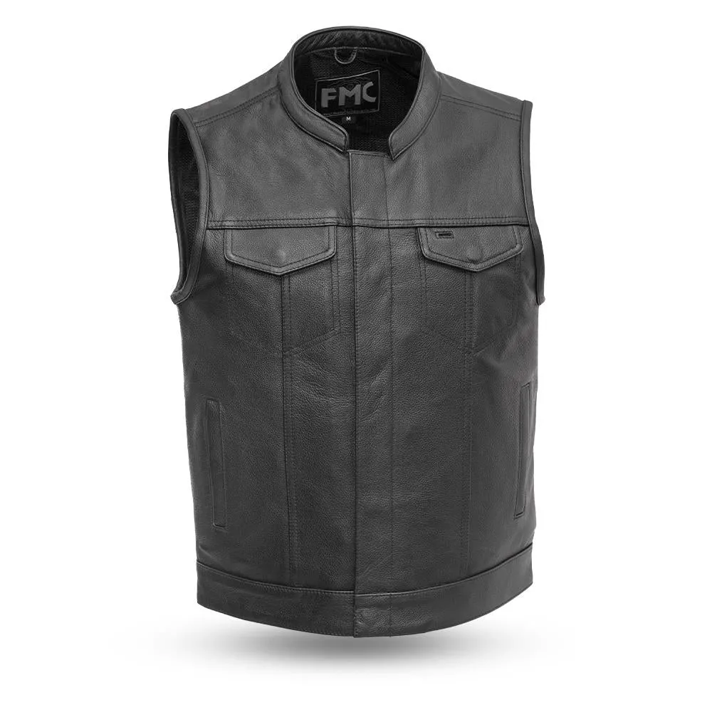 Black Leather "Blaster" Motorcycle Vest