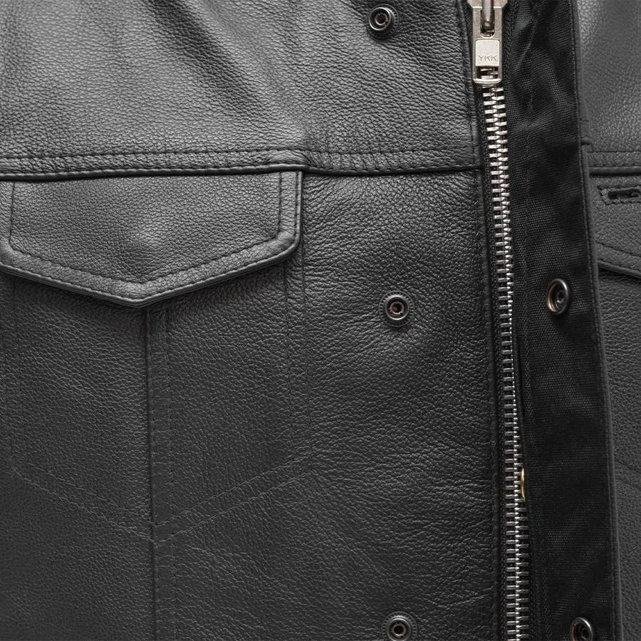 Black Leather "Blaster" Motorcycle Vest