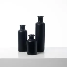 Black Matte Metal Round Bottle Bud Vase Collection