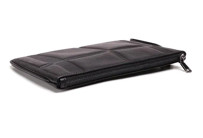 Black Mens Leather Slim Zipper Clutch Wristlet Purse Bag Clutch Bag For Men