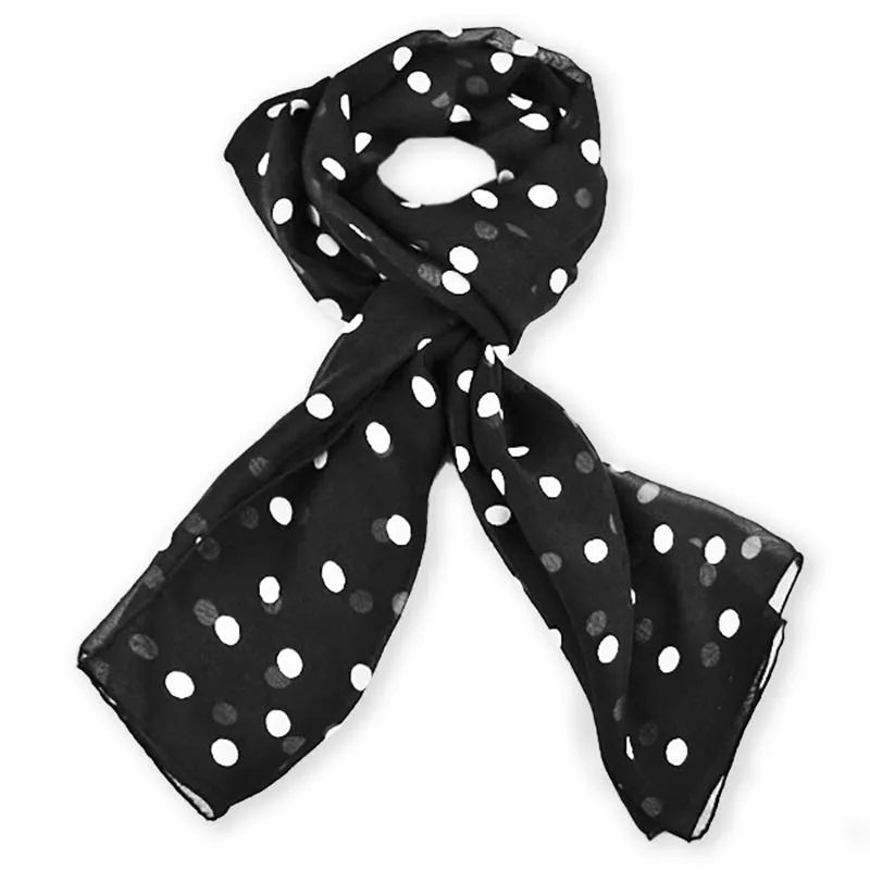 BLACK POLKA DOT SCARF - 67x26"