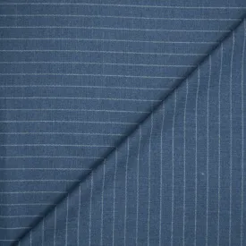 Blue and White Stripe Wool Suiting Fabric