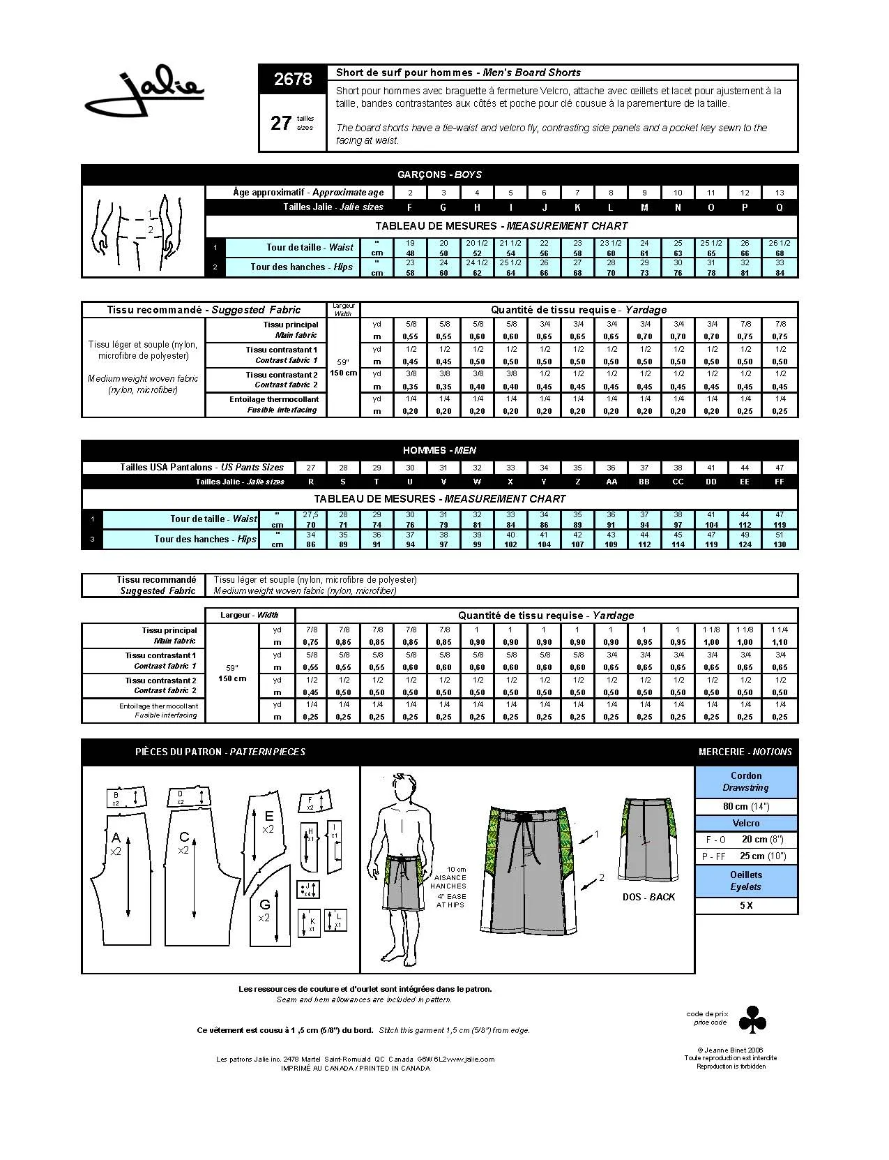 Boardshorts Sewing Pattern by Jalie