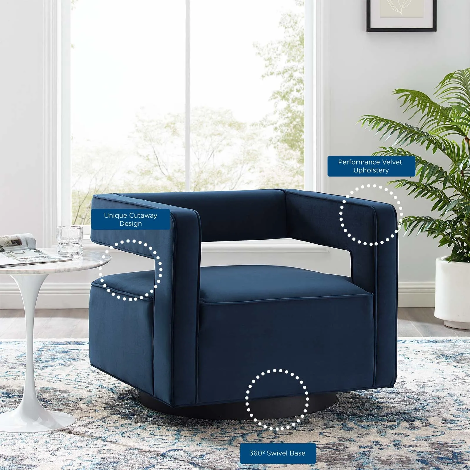 Booth Performance Velvet Swivel Armchair by Modway