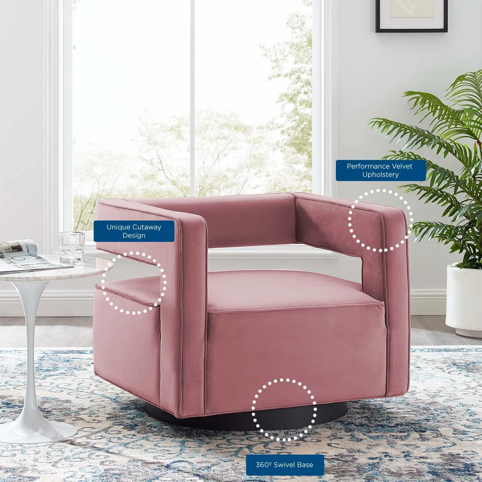 Booth Performance Velvet Swivel Armchair by Modway