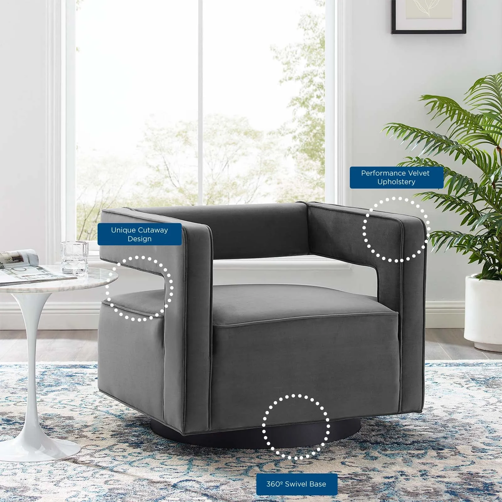 Booth Performance Velvet Swivel Armchair by Modway