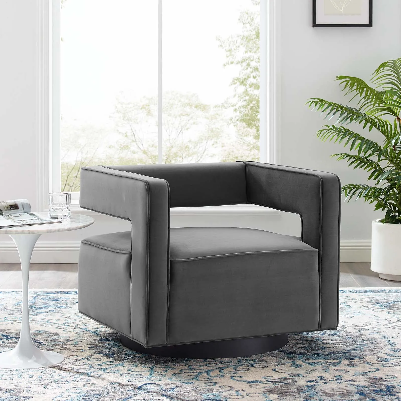 Booth Performance Velvet Swivel Armchair by Modway