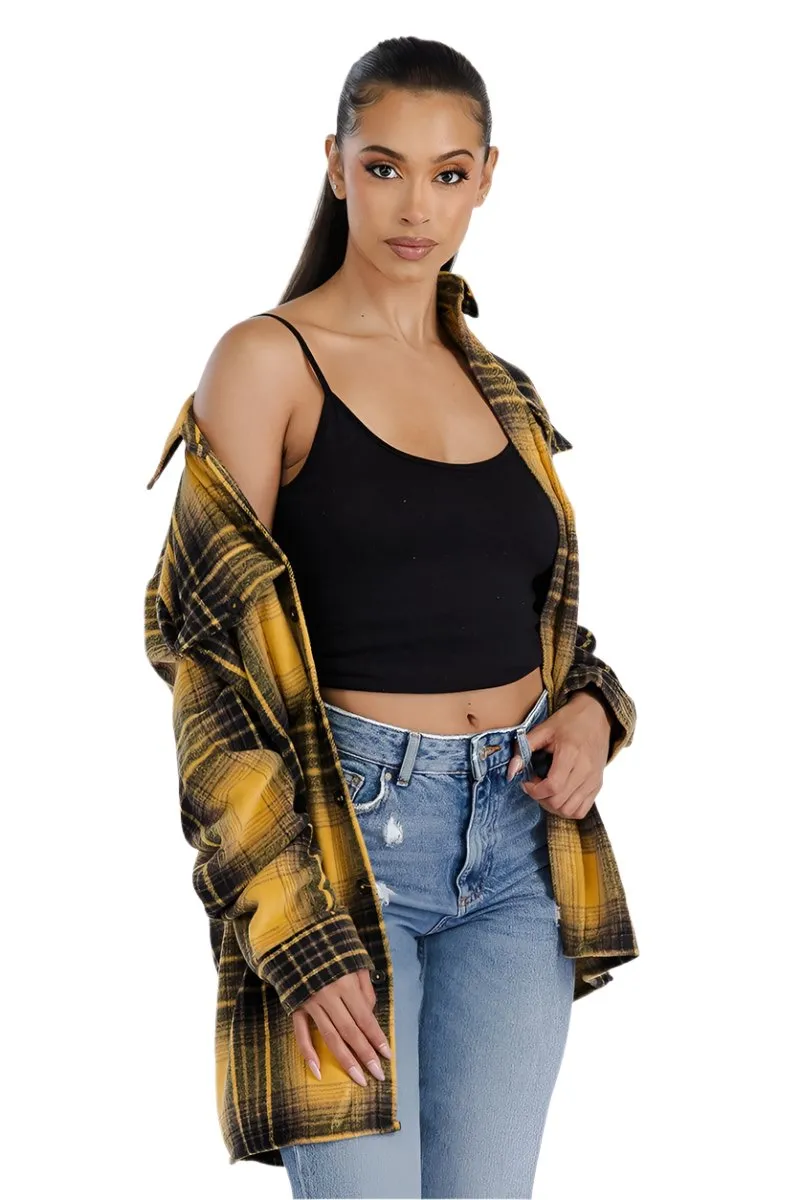 Boyfriend Yellow Plaid Oversized Soft Flannel Shacket