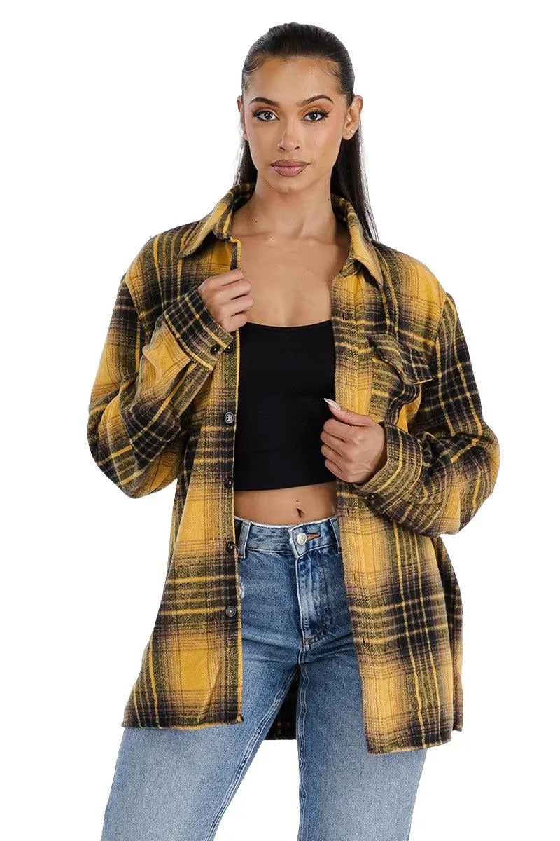 Boyfriend Yellow Plaid Oversized Soft Flannel Shacket