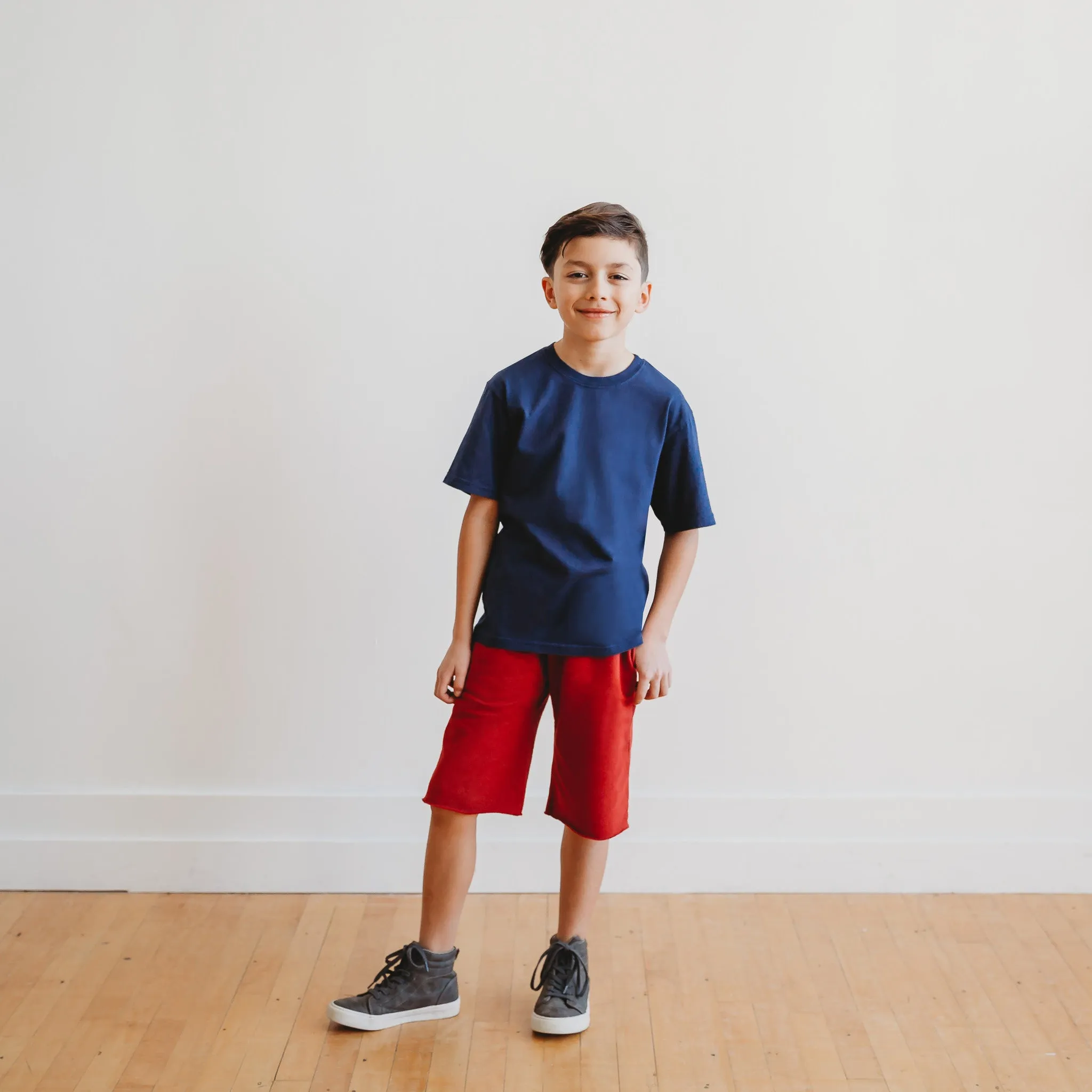 Boys Soft Organic Cotton Jersey Short Sleeve Crew Tee | Midnight