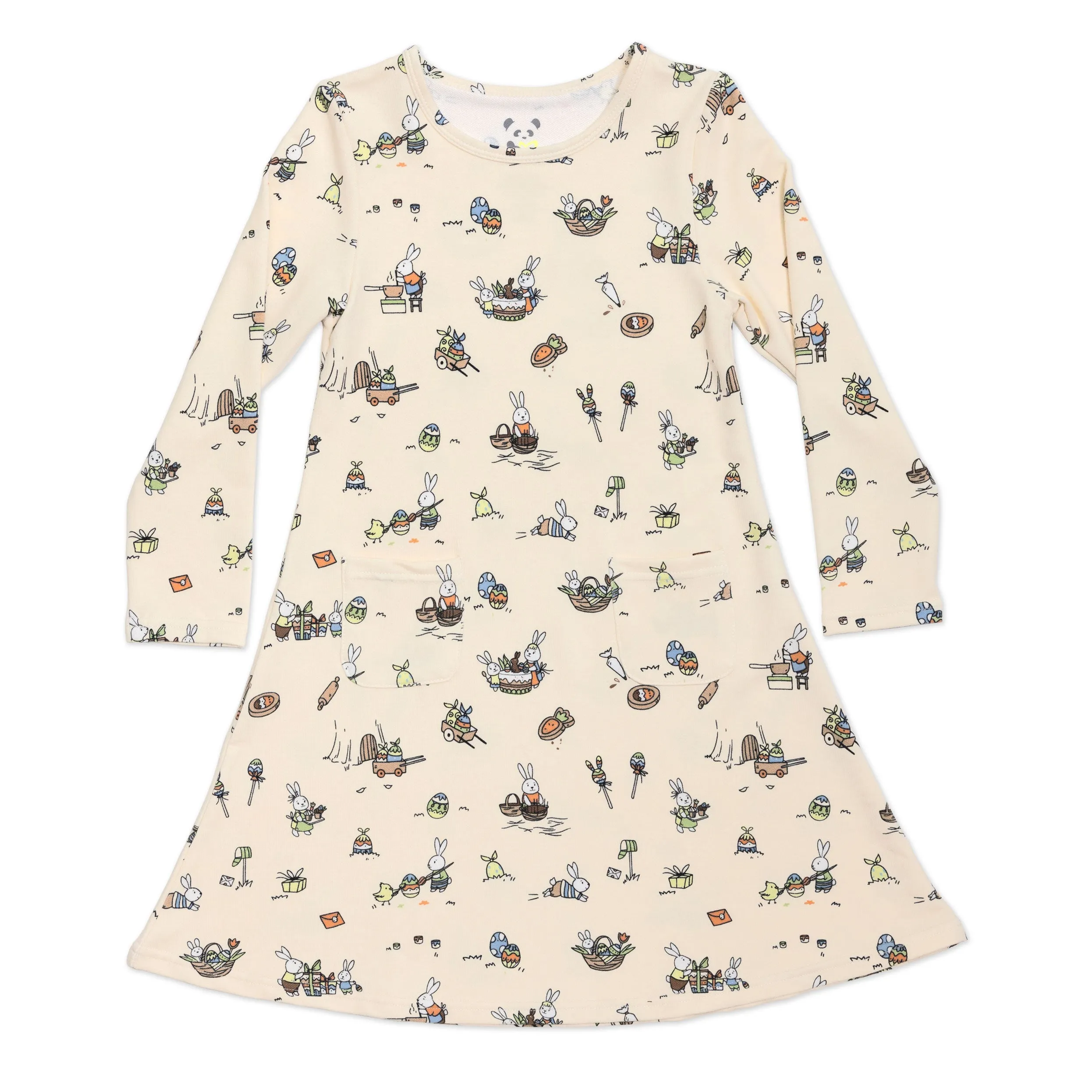 Bunny Workshop French Terry Girls' Daywear Long Sleeve Dress