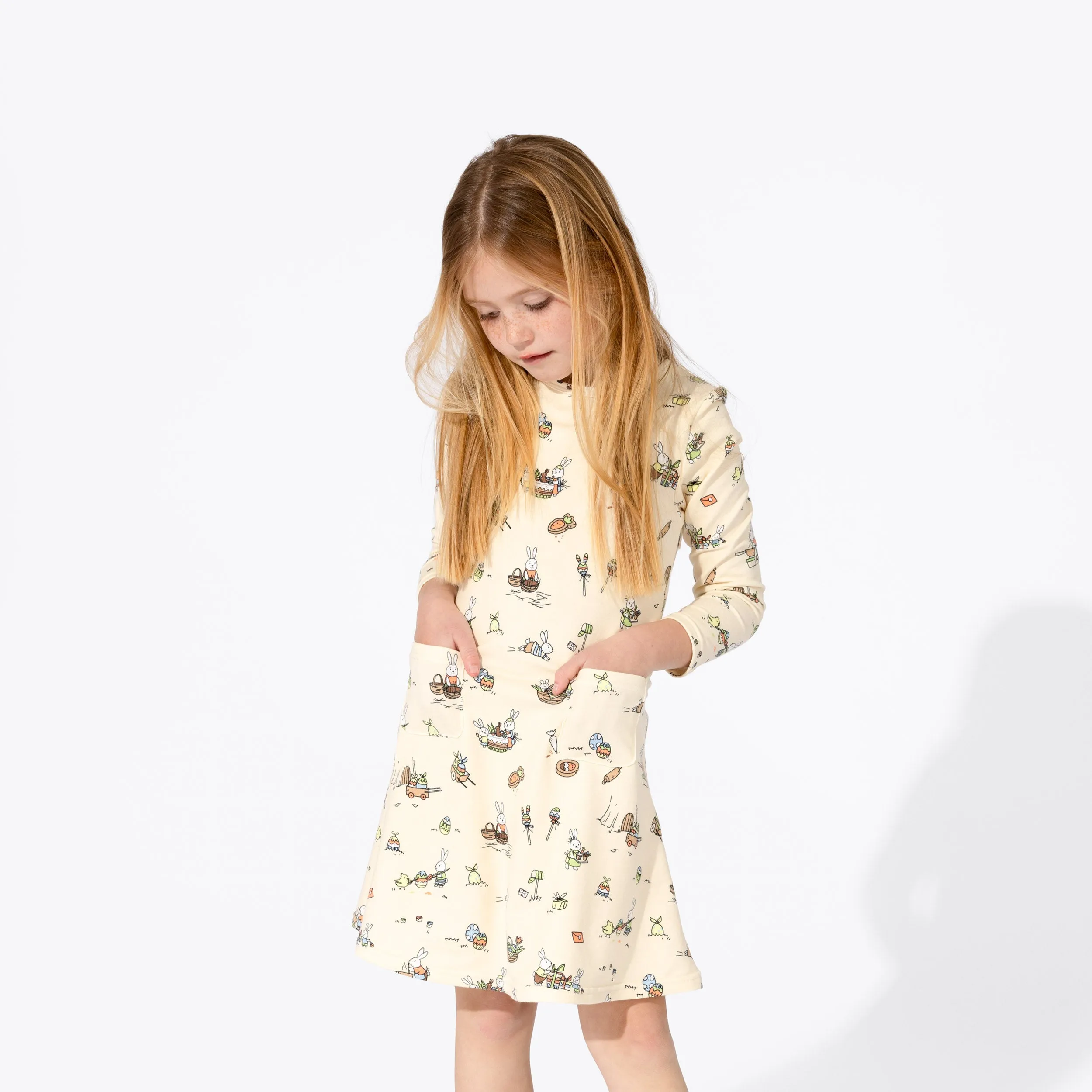 Bunny Workshop French Terry Girls' Daywear Long Sleeve Dress