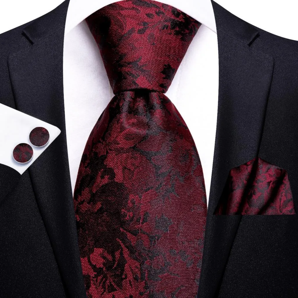 Burgundy Paisley Striped Silk Wedding Ties For Men Necktie