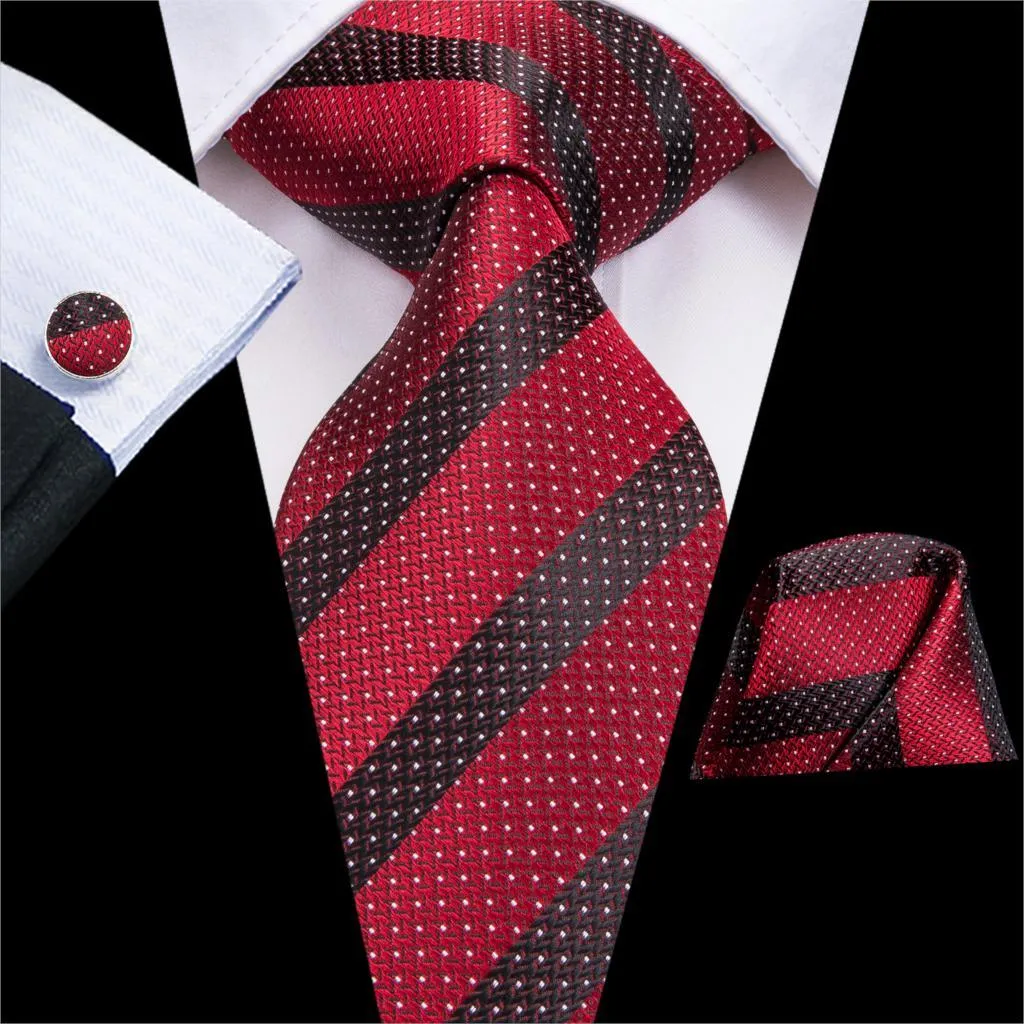 Burgundy Paisley Striped Silk Wedding Ties For Men Necktie