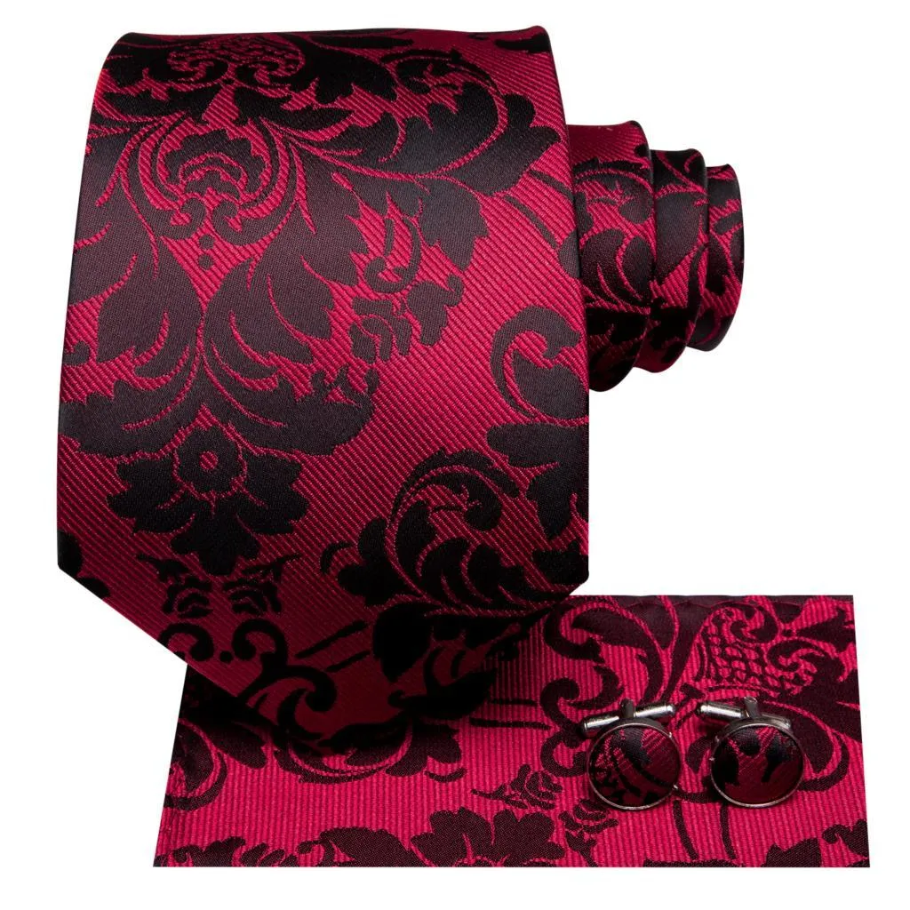 Burgundy Paisley Striped Silk Wedding Ties For Men Necktie